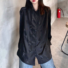 画像をギャラリービューアに読み込む, 原宿系フラワー柄 花柄 総柄 ゆったり長袖トップスカジュアルシャツダンス服ストリート系