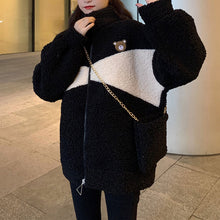 画像をギャラリービューアに読み込む, 防寒防風くま柄ゆったりシンプルトップス可愛いコートジャケット韓国風 冬レデイーズ