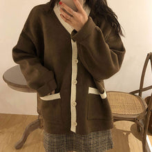 画像をギャラリービューアに読み込む, ニットゆったりカジュアルトップス ニットセーターニットカーディガン