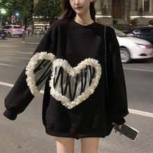 画像をギャラリービューアに読み込む, 秋冬ハート柄着心地いいパーカー韓国風フード付きセーター