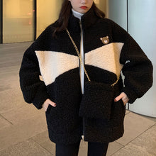 画像をギャラリービューアに読み込む, 防寒防風くま柄ゆったりシンプルトップス可愛いコートジャケット韓国風 冬レデイーズ