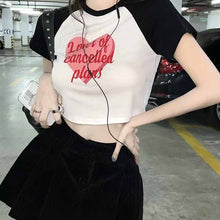 画像をギャラリービューアに読み込む, かわいいカジュアルクロップド丈Tシャツ着痩せトップス韓国っぱストリート系