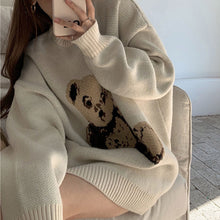 画像をギャラリービューアに読み込む, レトロオーバーサイズテディベアかわいいニットセーターレデイーズ