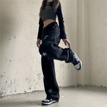 画像をギャラリービューアに読み込む, 原宿風柄パンツゆったりロングデニムパンツレデイーズ