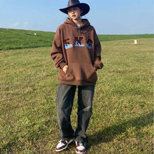 画像をギャラリービューアに読み込む, 韓国のルーズ フード付きプルオーバー セーター