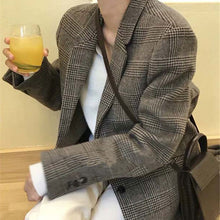 画像をギャラリービューアに読み込む, 気質コートチェック柄ロングジャケット通勤レデイーズ