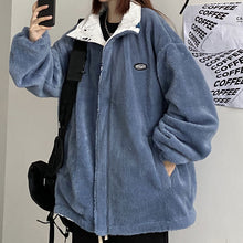 画像をギャラリービューアに読み込む, 原宿系リバーシブルくまゆったりトップスコートジャケットレデイーズファッション