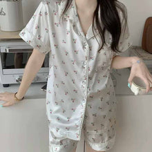 画像をギャラリービューアに読み込む, セットアップ可愛い 小花柄 ルームウェア シャツと パンツパジャマ部屋着