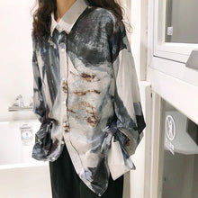 画像をギャラリービューアに読み込む, ファッション レディース トレンド ゆったり 大きめ ビッグシルエット カジュアル ストリート ヴィンテージ風 絵画風 メンズライク 春服 秋服