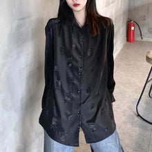 画像をギャラリービューアに読み込む, 原宿系フラワー柄 花柄 総柄 ゆったり長袖トップスカジュアルシャツダンス服ストリート系