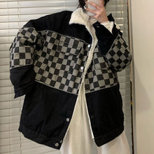 画像をギャラリービューアに読み込む, 防寒防風チェック柄トップスレトロコートジャケット韓国風レデイーズ