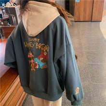 画像をギャラリービューアに読み込む, かわいいベアバックプリントバイカラーフーディーパーカー