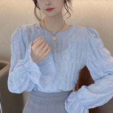 画像をギャラリービューアに読み込む, セットアップ早春カジュアル キュートフリルスリーブ ブラウス長袖シャツ