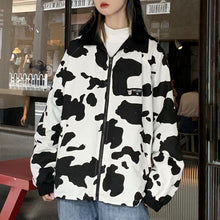 画像をギャラリービューアに読み込む, 原宿系ストリート系ブルゾン リバーシブル 牛柄動物柄コートジャケット