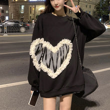 画像をギャラリービューアに読み込む, 秋冬ハート柄着心地いいパーカー韓国風フード付きセーター