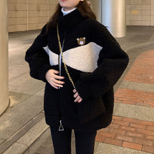 画像をギャラリービューアに読み込む, 防寒防風くま柄ゆったりシンプルトップス可愛いコートジャケット韓国風 冬レデイーズ