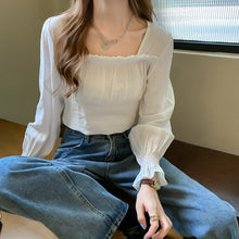 画像をギャラリービューアに読み込む, フレンチスクエアカラートップ気質ジシャツカジュアル チェックブラウス