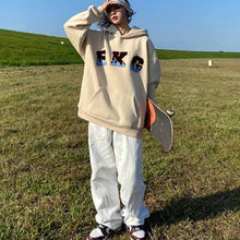 画像をギャラリービューアに読み込む, 韓国のルーズ フード付きプルオーバー セーター