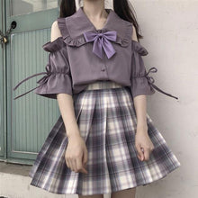 画像をギャラリービューアに読み込む, セットで着ればアイドル級セットアイテム トップス スカート 上下2点セット フリル プリーツ ミニスカート オフショル ガーリー