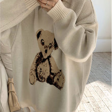 画像をギャラリービューアに読み込む, レトロオーバーサイズテディベアかわいいニットセーターレデイーズ