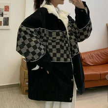 画像をギャラリービューアに読み込む, 防寒防風チェック柄トップスレトロコートジャケット韓国風レデイーズ