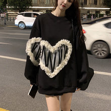 画像をギャラリービューアに読み込む, 秋冬ハート柄着心地いいパーカー韓国風フード付きセーター