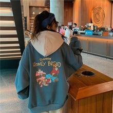 画像をギャラリービューアに読み込む, かわいいベアバックプリントバイカラーフーディーパーカー