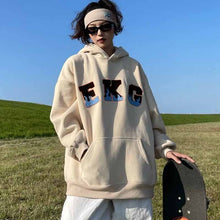 画像をギャラリービューアに読み込む, 韓国のルーズ フード付きプルオーバー セーター