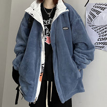 画像をギャラリービューアに読み込む, 原宿系リバーシブルくまゆったりトップスコートジャケットレデイーズファッション