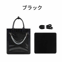 画像をギャラリービューアに読み込む, ショルダーバッグ ハンドバッグ 透明ポケット フェイクレザー PU 大容量 スクエアバッグ