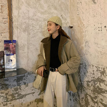 画像をギャラリービューアに読み込む, 韓国風襟付きボアビッグジャケットコートレデイーズ