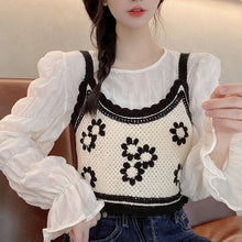 画像をギャラリービューアに読み込む, セットアップ早春カジュアル キュートフリルスリーブ ブラウス長袖シャツ