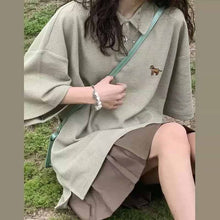 画像をギャラリービューアに読み込む, ポロ半袖TシャツPOLOネックオーバーサ韓国系 プルオーバー