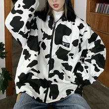 画像をギャラリービューアに読み込む, 原宿系ストリート系ブルゾン リバーシブル 牛柄動物柄コートジャケット