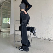 画像をギャラリービューアに読み込む, 原宿風柄パンツゆったりロングデニムパンツレデイーズ