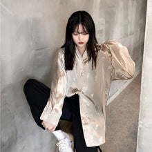 画像をギャラリービューアに読み込む, 原宿系フラワー柄 花柄 総柄 ゆったり長袖トップスカジュアルシャツダンス服ストリート系