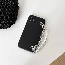 画像をギャラリービューアに読み込む, 韓国っぽ バー チェーンパール付き ショルダーストラップiphoneケース iphone13ケース iphone14ケース