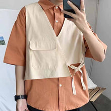 画像をギャラリービューアに読み込む, おしゃれ度アップ ファッション シングルブレスト 半袖 配色 切り替え 折襟 メンズ カーディガン