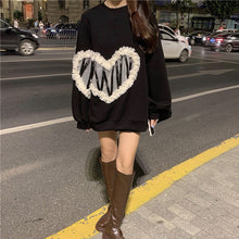 画像をギャラリービューアに読み込む, 秋冬ハート柄着心地いいパーカー韓国風フード付きセーター
