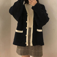 画像をギャラリービューアに読み込む, ニットゆったりカジュアルトップス ニットセーターニットカーディガン