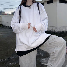 画像をギャラリービューアに読み込む, 韓国系BF風カジュアル ゆったり無地 シンプル 大きいサイズ長袖パーカー