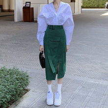 画像をギャラリービューアに読み込む, レトロセットアップ長袖シャツとスカートカジュアル春秋女性らしい