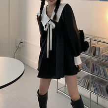 画像をギャラリービューアに読み込む, カレッジ風長袖シャツかわいいカジュアルワンピースガーリー