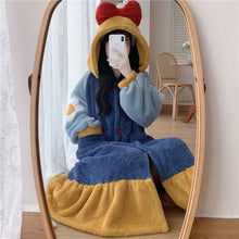 画像をギャラリービューアに読み込む, かわいいもこもこ 花柄ワンピースゆったりカジュアルパジャマ ガーリー