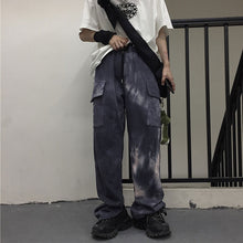 画像をギャラリービューアに読み込む, ストリート系カーゴパンツ タイダイ柄 原宿風 ロングパンツ