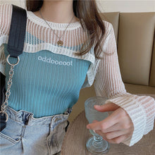 画像をギャラリービューアに読み込む, 韓国系2点セットアップ長袖ショート丈Tシャツとキャミソール