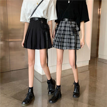 画像をギャラリービューアに読み込む, ストリート系ハイウエスト カジュアルスカートチェック柄原宿系ダンス服ベルト付き