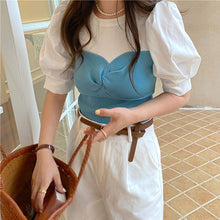 画像をギャラリービューアに読み込む, 着痩せ カジュアルニット半袖Tシャツシンプル ストリート