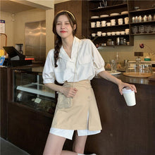 画像をギャラリービューアに読み込む, シャツ とスカート気質ワンピース2点セットアップ