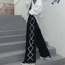 画像をギャラリービューアに読み込む, 原宿系ハイウエスト合わせやすいロープスプライシングパンツストレートパンツ